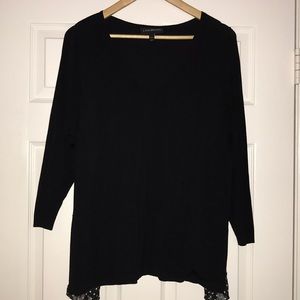 Lane Bryant Black Top with polka dot sheer side